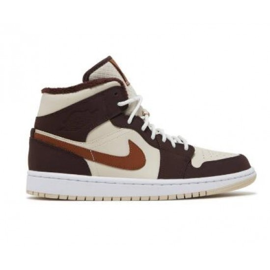 Wmns Air Jordan 1 Mid SE Cream Dark Chocolate