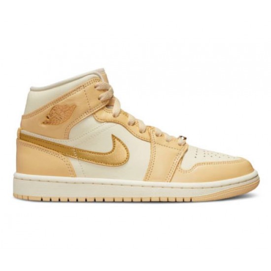 Wmns Air Jordan 1 Mid Pale Vanilla Gold